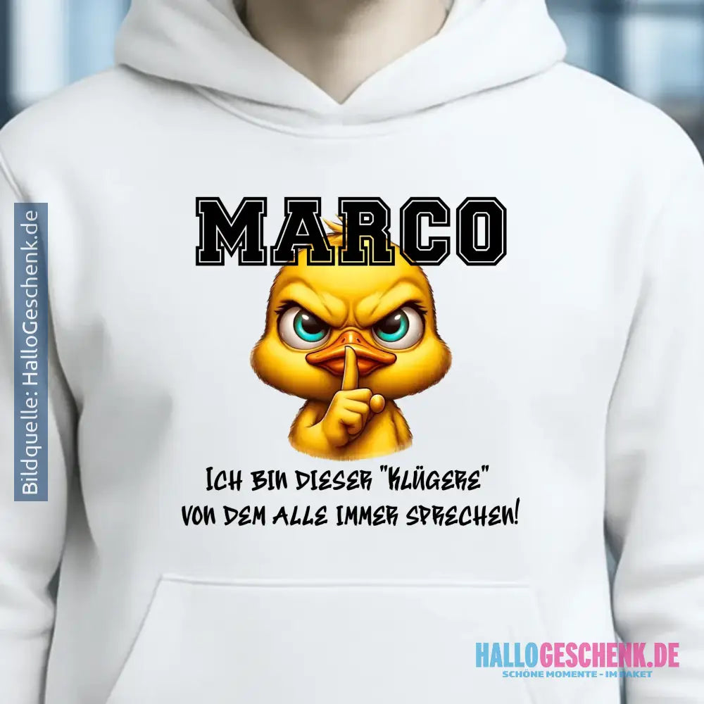 Smart Duck + WUNSCHNAME • Unisex Premium Hoodie XS-5XL aus Bio-Baumwolle für Damen & Herren • Exklusivdesign • personalisiert