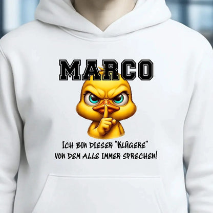 Smart Duck + WUNSCHNAME • Unisex Premium Hoodie XS-5XL aus Bio-Baumwolle für Damen & Herren • Exklusivdesign • personalisiert
