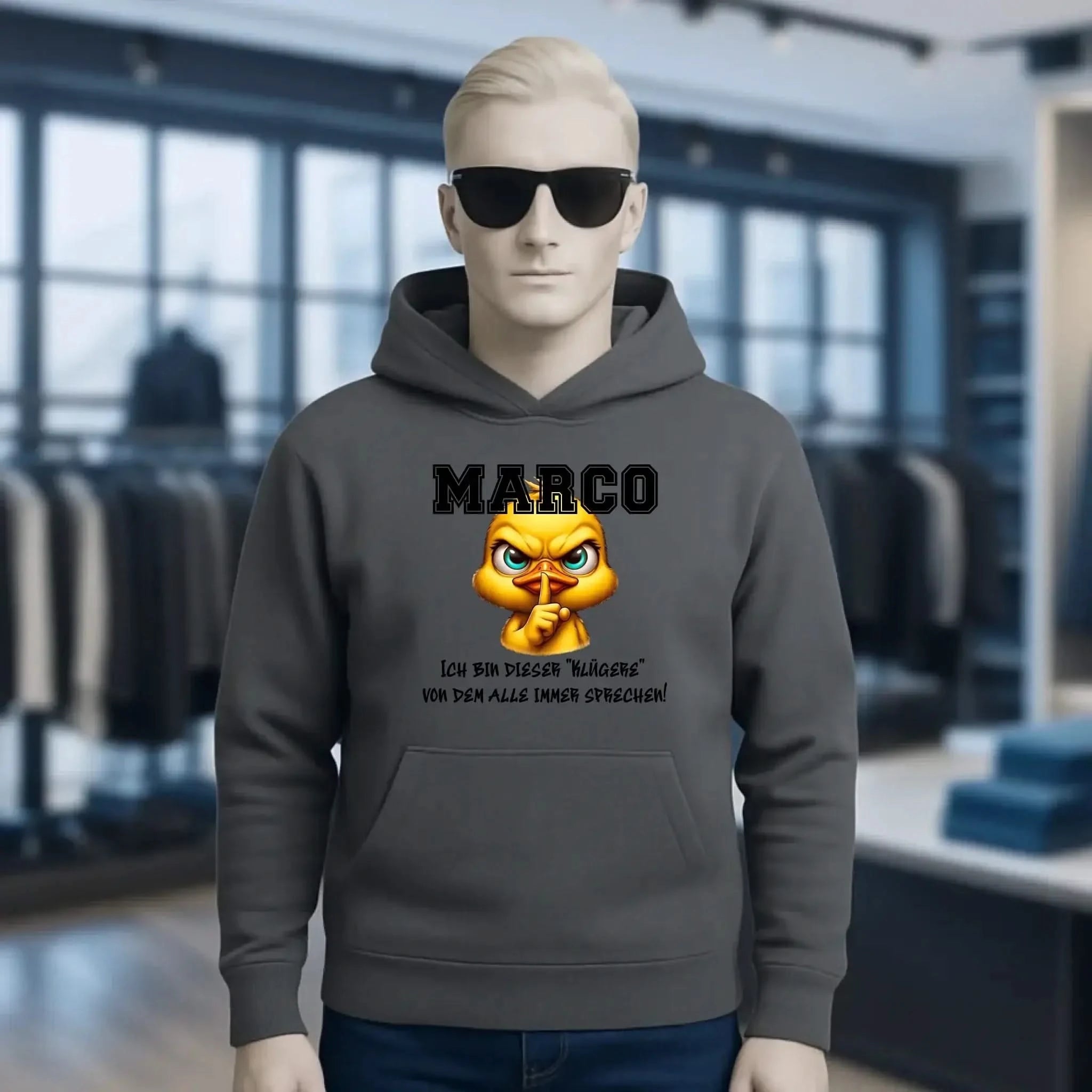 Smart Duck + WUNSCHNAME • Unisex Premium Hoodie XS-5XL aus Bio-Baumwolle für Damen & Herren • Exklusivdesign • personalisiert