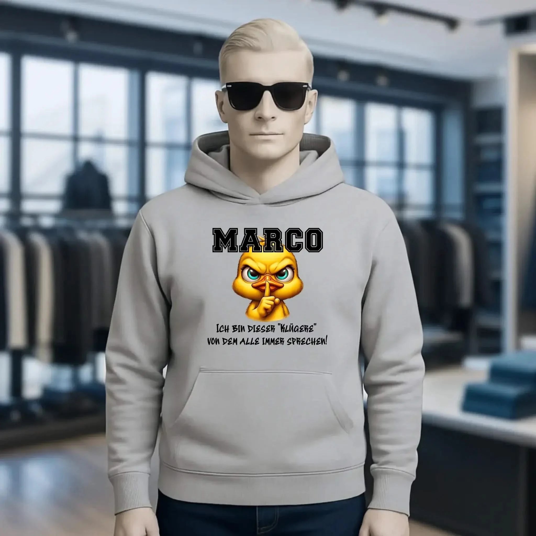 Smart Duck + WUNSCHNAME • Unisex Premium Hoodie XS-5XL aus Bio-Baumwolle für Damen & Herren • Exklusivdesign • personalisiert