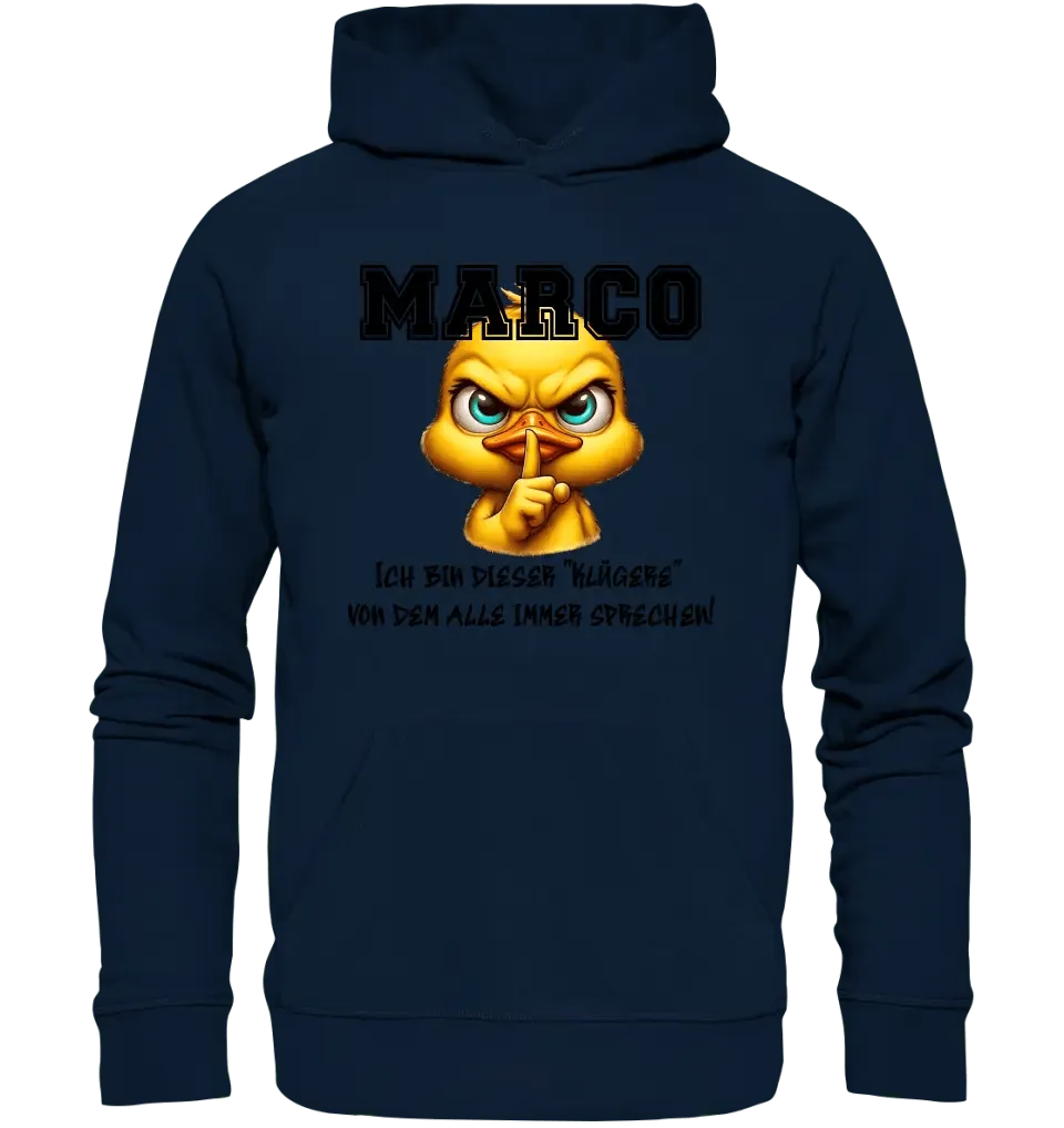 Smart Duck + WUNSCHNAME • Unisex Premium Hoodie XS - 5XL aus Bio - Baumwolle für Damen & Herren • Exklusivdesign • personalisiert von HalloGeschenk.de