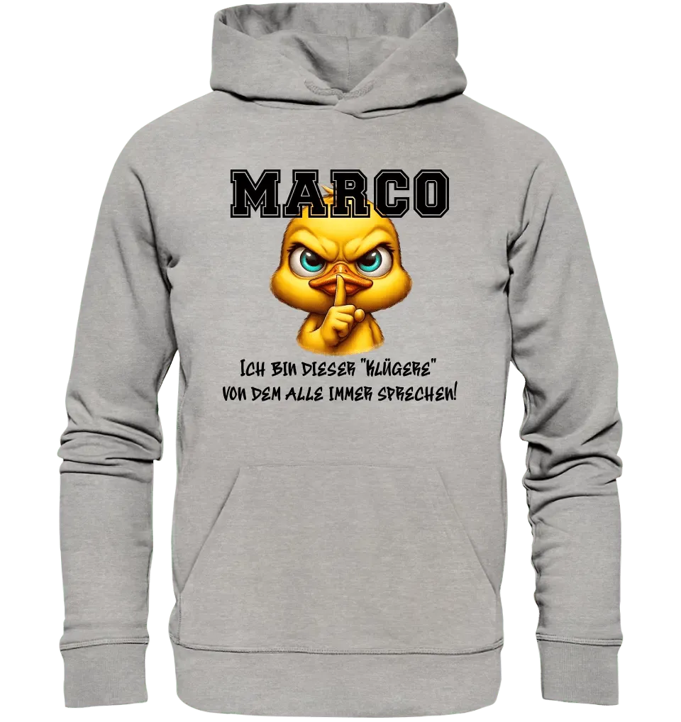 Smart Duck + WUNSCHNAME • Unisex Premium Hoodie XS - 5XL aus Bio - Baumwolle für Damen & Herren • Exklusivdesign • personalisiert - HalloGeschenk.de