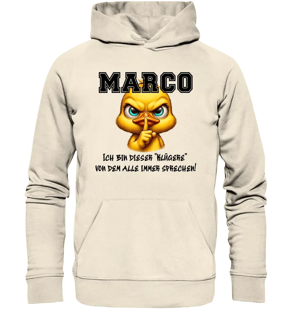 Smart Duck + WUNSCHNAME • Unisex Premium Hoodie XS - 5XL aus Bio - Baumwolle für Damen & Herren • Exklusivdesign • personalisiert von HalloGeschenk.de