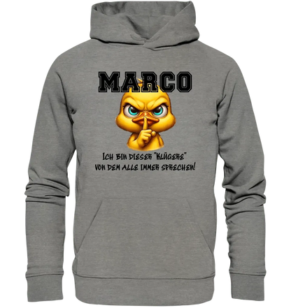 Smart Duck + WUNSCHNAME • Unisex Premium Hoodie XS - 5XL aus Bio - Baumwolle für Damen & Herren • Exklusivdesign • personalisiert von HalloGeschenk.de