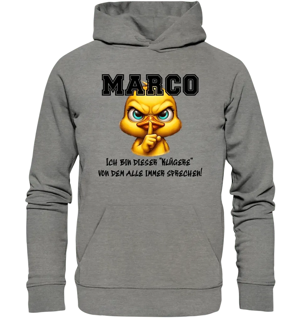 Smart Duck + WUNSCHNAME • Unisex Premium Hoodie XS - 5XL aus Bio - Baumwolle für Damen & Herren • Exklusivdesign • personalisiert - HalloGeschenk.de