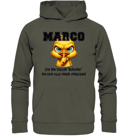 Smart Duck + WUNSCHNAME • Unisex Premium Hoodie XS - 5XL aus Bio - Baumwolle für Damen & Herren • Exklusivdesign • personalisiert von HalloGeschenk.de