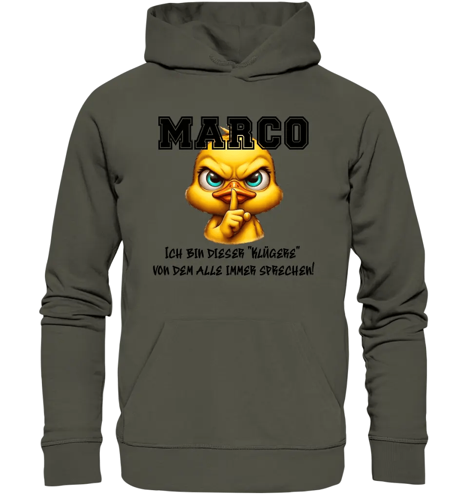 Smart Duck + WUNSCHNAME • Unisex Premium Hoodie XS - 5XL aus Bio - Baumwolle für Damen & Herren • Exklusivdesign • personalisiert von HalloGeschenk.de