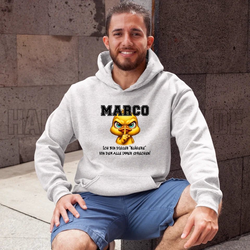 Smart Duck + WUNSCHNAME • Unisex Premium Hoodie XS - 5XL aus Bio - Baumwolle für Damen & Herren • Exklusivdesign • personalisiert von HalloGeschenk.de