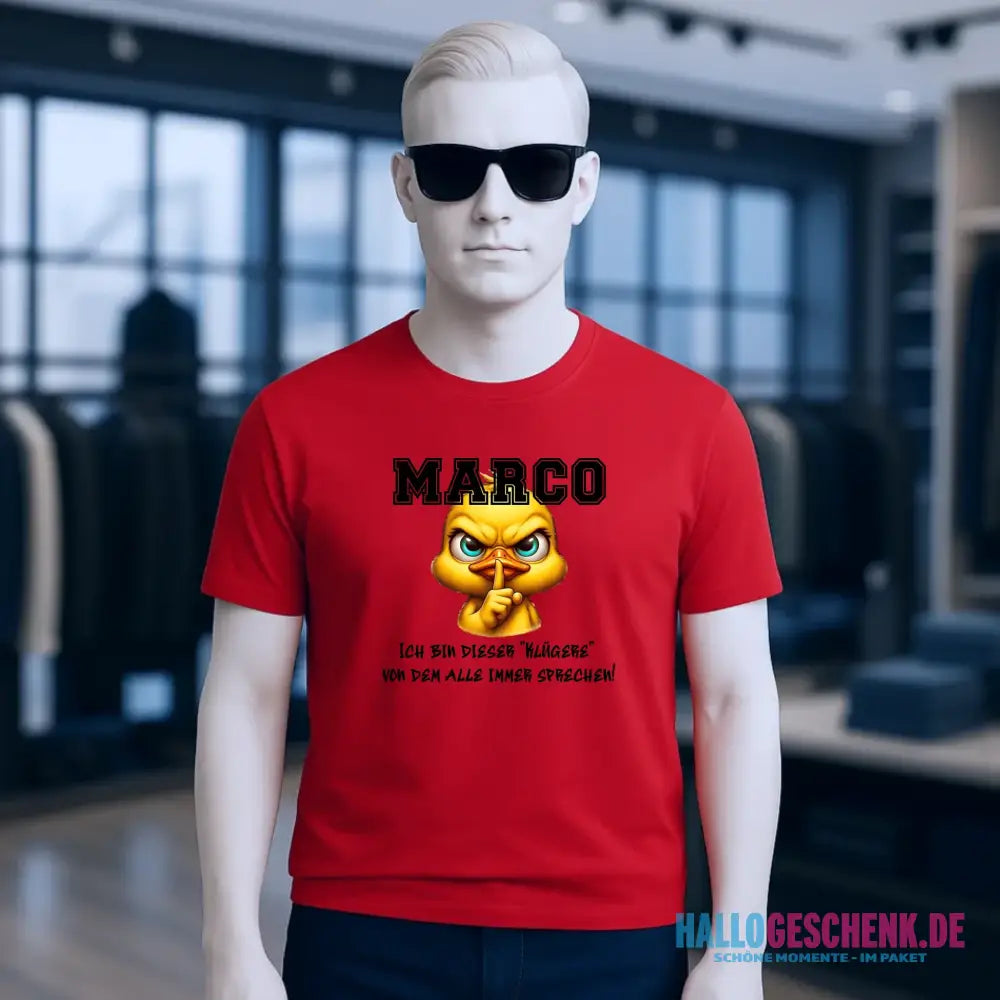 Smart Duck + WUNSCHNAME • Unisex Premium T-Shirt XS-5XL aus Bio-Baumwolle für Damen & Herren • Exklusivdesign • personalisiert