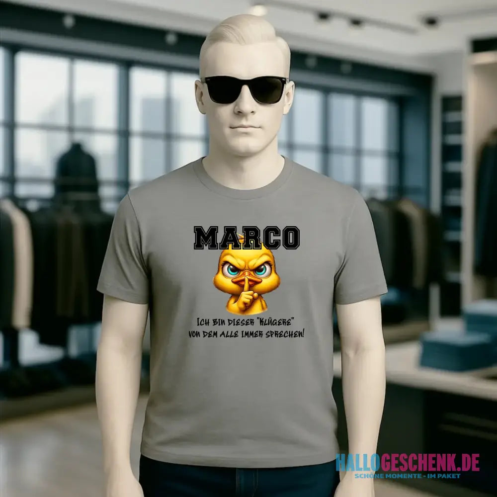 Smart Duck + WUNSCHNAME • Unisex Premium T-Shirt XS-5XL aus Bio-Baumwolle für Damen & Herren • Exklusivdesign • personalisiert
