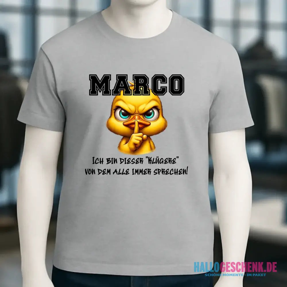 Smart Duck + WUNSCHNAME • Unisex Premium T-Shirt XS-5XL aus Bio-Baumwolle für Damen & Herren • Exklusivdesign • personalisiert