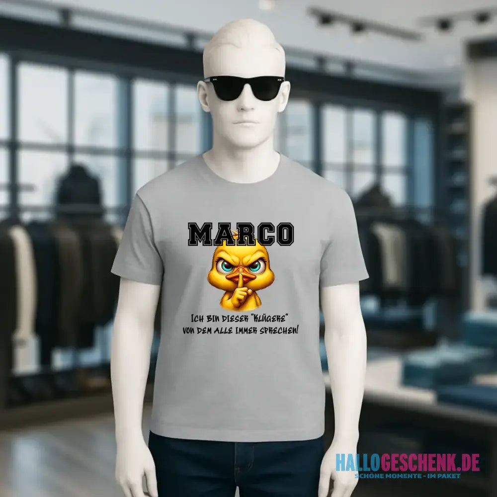Smart Duck + WUNSCHNAME • Unisex Premium T-Shirt XS-5XL aus Bio-Baumwolle für Damen & Herren • Exklusivdesign • personalisiert