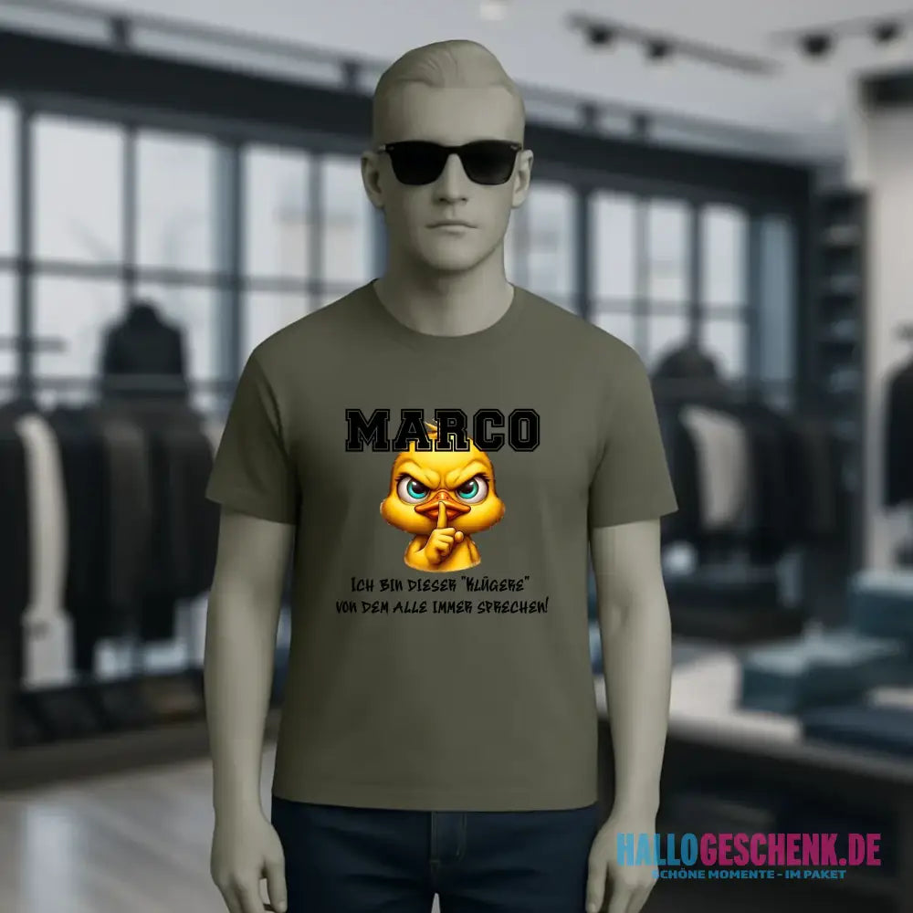 Smart Duck + WUNSCHNAME • Unisex Premium T-Shirt XS-5XL aus Bio-Baumwolle für Damen & Herren • Exklusivdesign • personalisiert