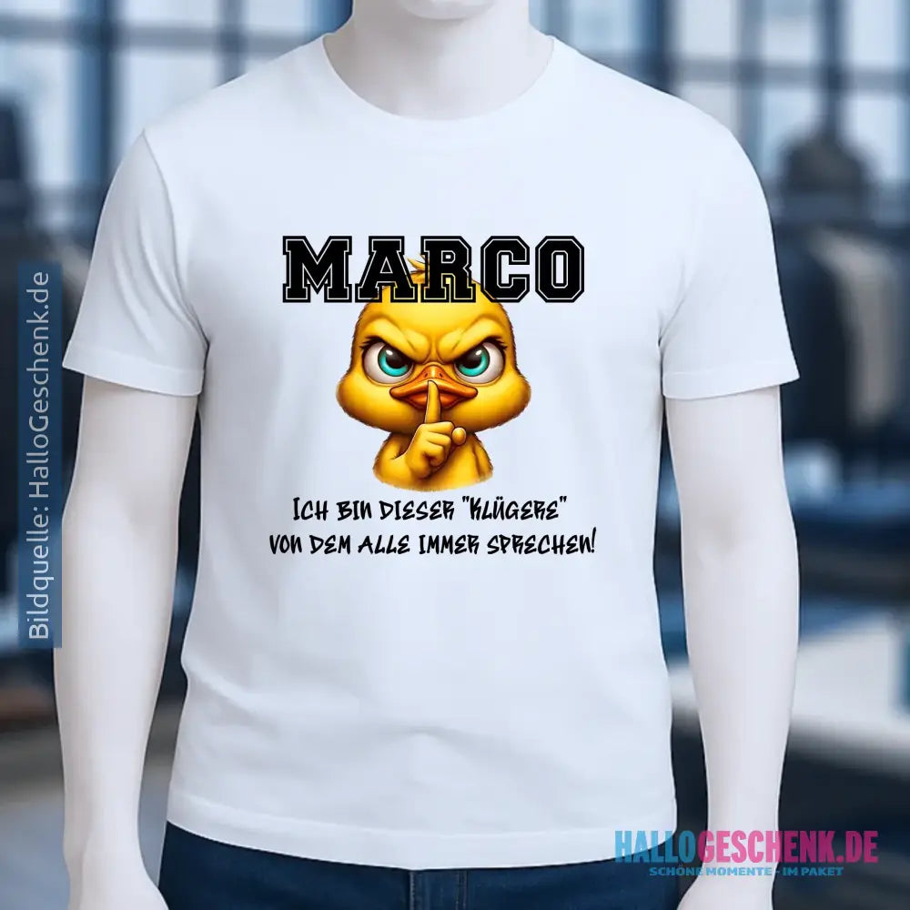 Smart Duck + WUNSCHNAME • Unisex Premium T-Shirt XS-5XL aus Bio-Baumwolle für Damen & Herren • Exklusivdesign • personalisiert