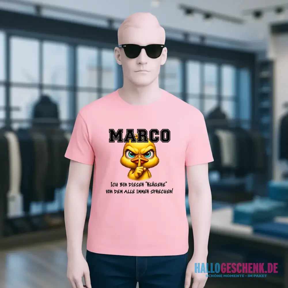 Smart Duck + WUNSCHNAME • Unisex Premium T-Shirt XS-5XL aus Bio-Baumwolle für Damen & Herren • Exklusivdesign • personalisiert