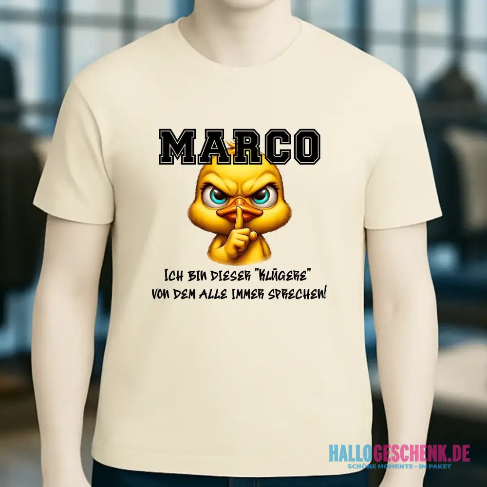Smart Duck + WUNSCHNAME • Unisex Premium T-Shirt XS-5XL aus Bio-Baumwolle für Damen & Herren • Exklusivdesign • personalisiert