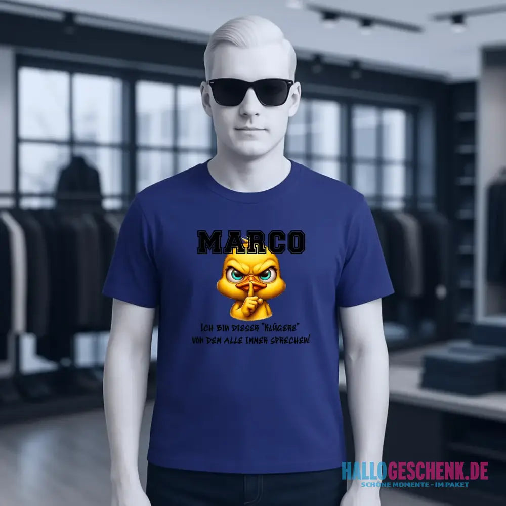 Smart Duck + WUNSCHNAME • Unisex Premium T-Shirt XS-5XL aus Bio-Baumwolle für Damen & Herren • Exklusivdesign • personalisiert