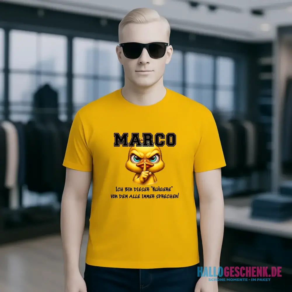 Smart Duck + WUNSCHNAME • Unisex Premium T-Shirt XS-5XL aus Bio-Baumwolle für Damen & Herren • Exklusivdesign • personalisiert