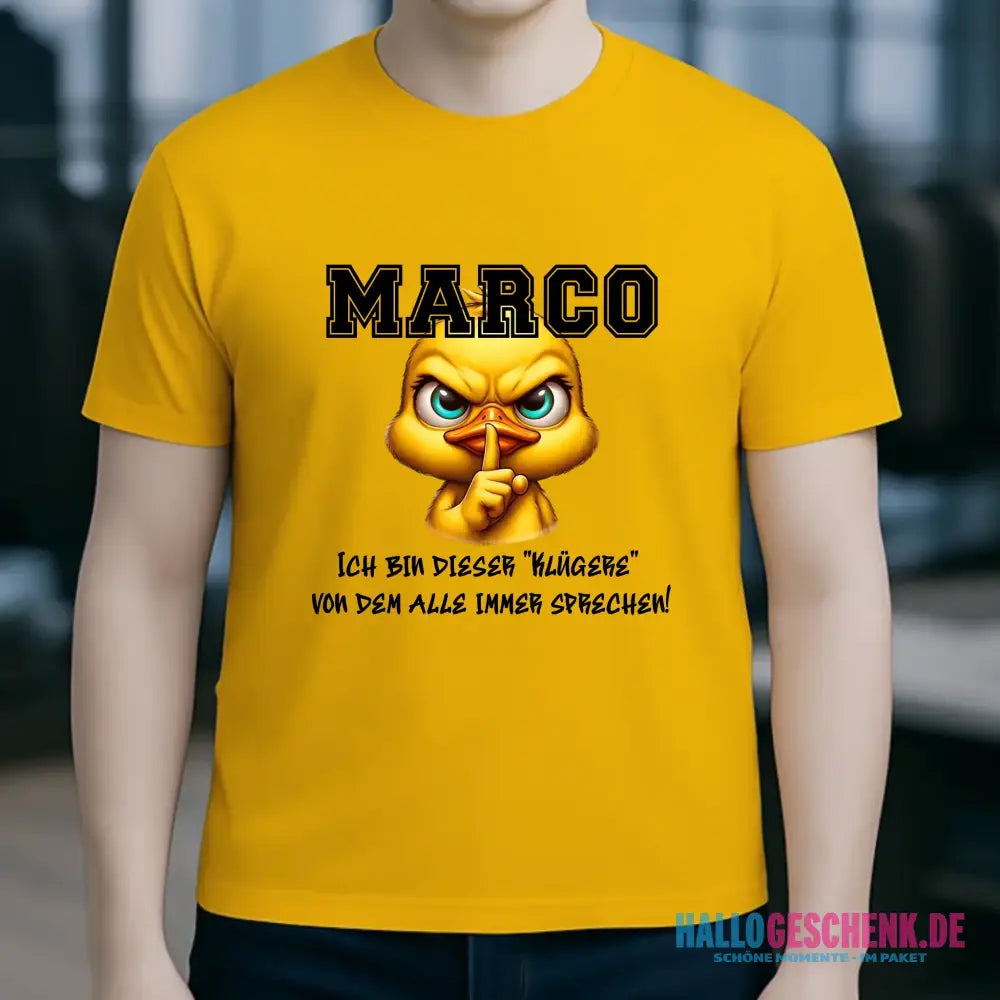 Smart Duck + WUNSCHNAME • Unisex Premium T-Shirt XS-5XL aus Bio-Baumwolle für Damen & Herren • Exklusivdesign • personalisiert
