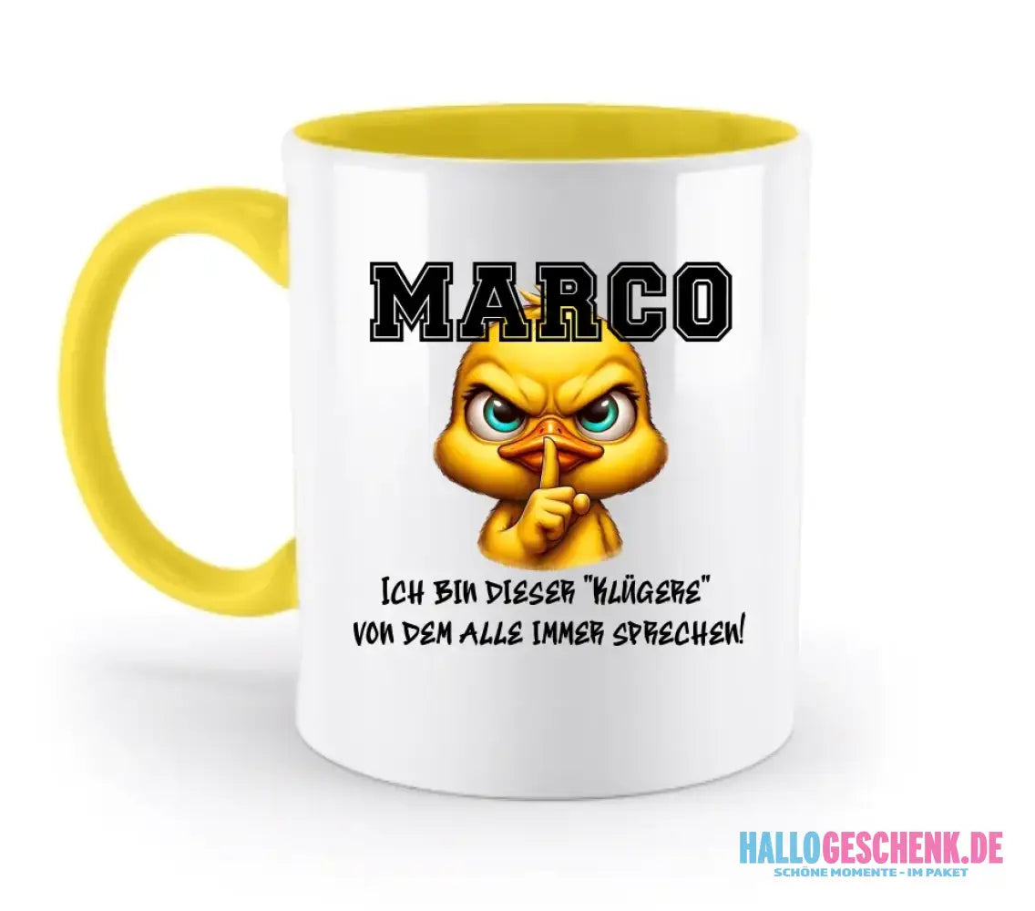 Smart Duck + WUNSCHNAME • zweifarbige Tasse • Exklusivdesign • personalisiert