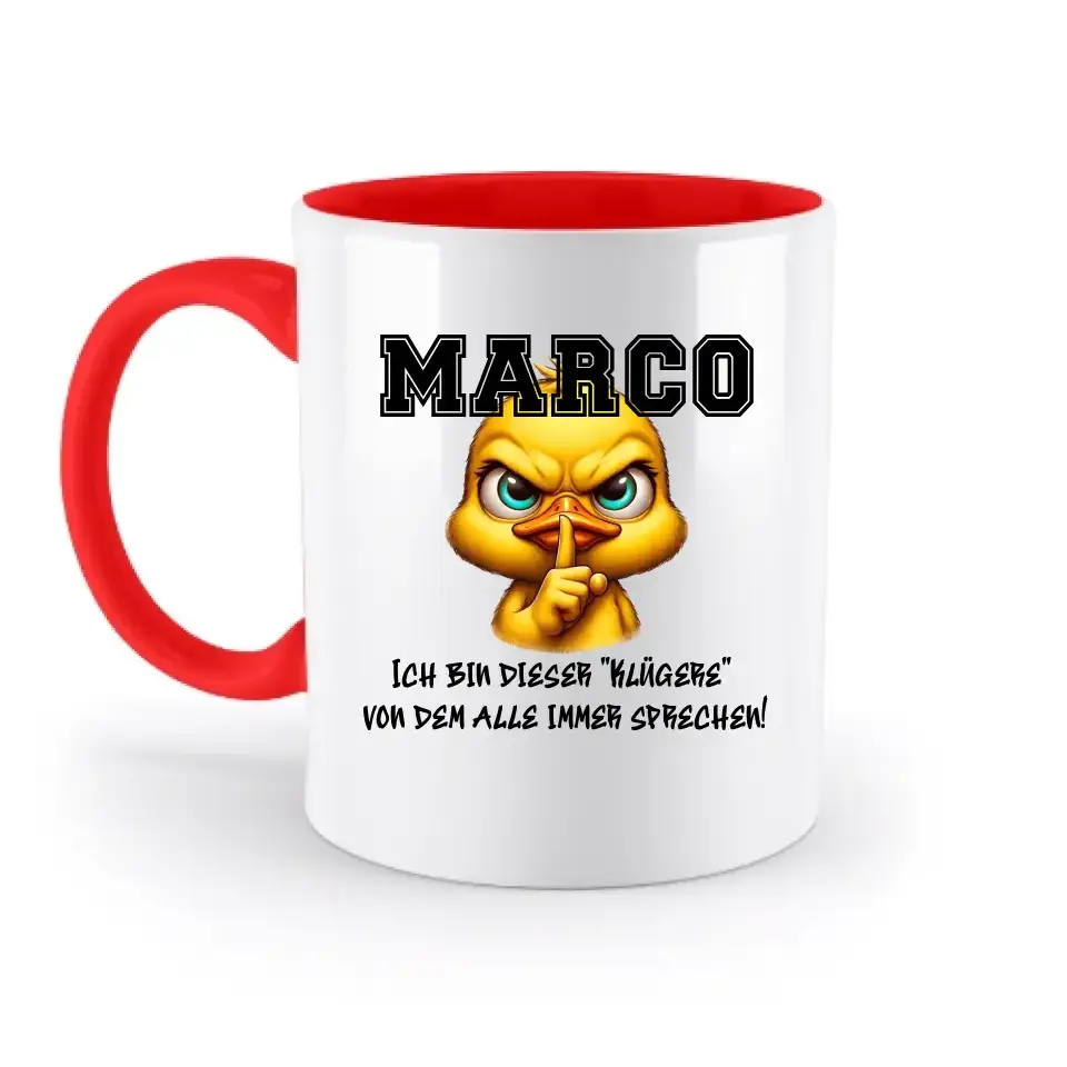 Smart Duck + WUNSCHNAME • zweifarbige Tasse • Exklusivdesign • personalisiert