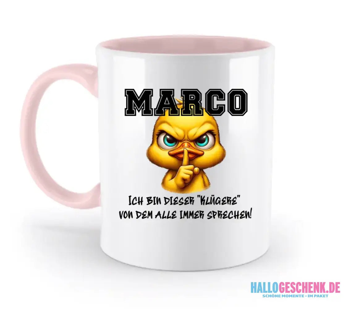 Smart Duck + WUNSCHNAME • zweifarbige Tasse • Exklusivdesign • personalisiert