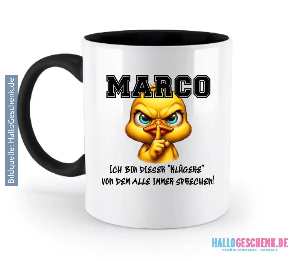 Smart Duck + WUNSCHNAME • zweifarbige Tasse • Exklusivdesign • personalisiert