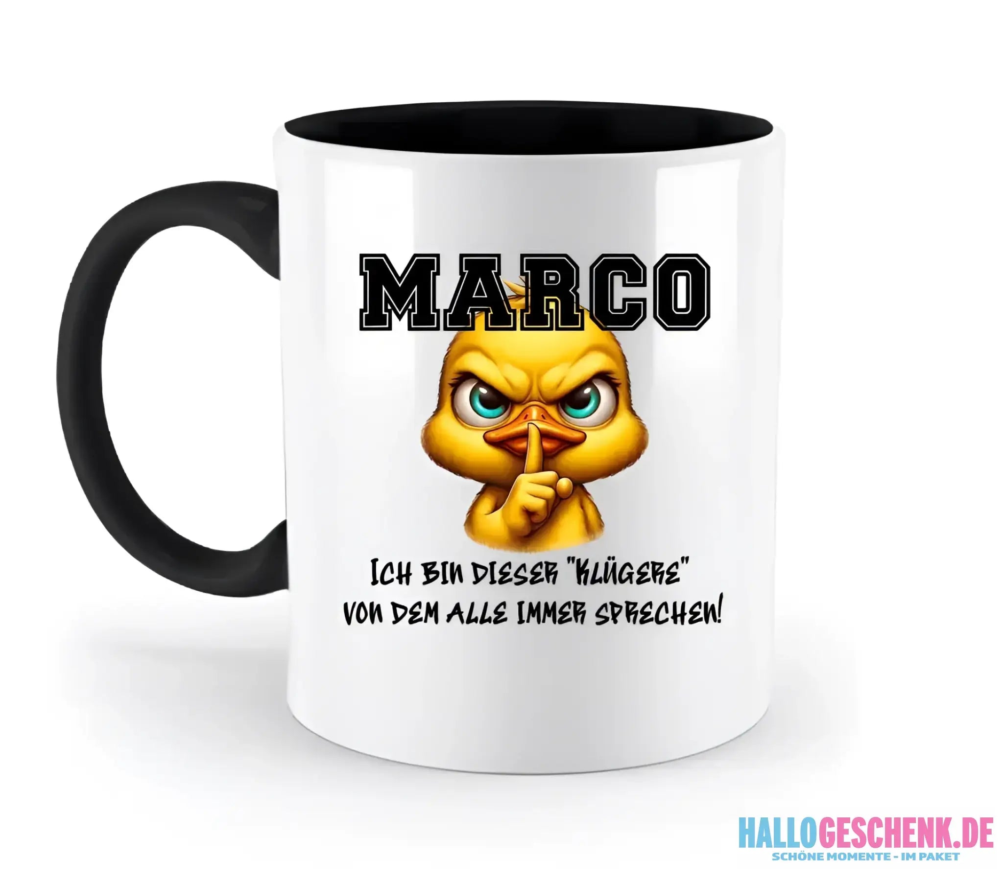 Smart Duck + WUNSCHNAME • zweifarbige Tasse • Exklusivdesign • personalisiert