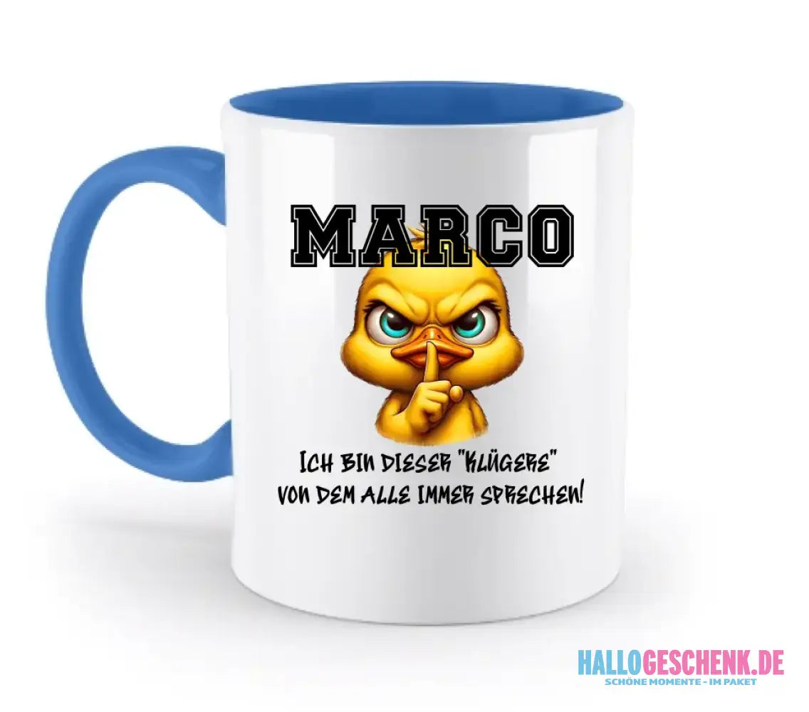 Smart Duck + WUNSCHNAME • zweifarbige Tasse • Exklusivdesign • personalisiert