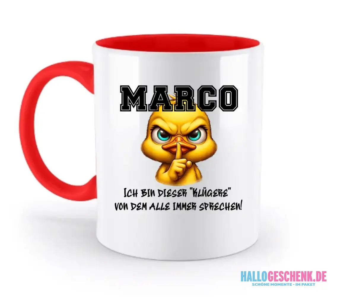Smart Duck + WUNSCHNAME • zweifarbige Tasse • Exklusivdesign • personalisiert