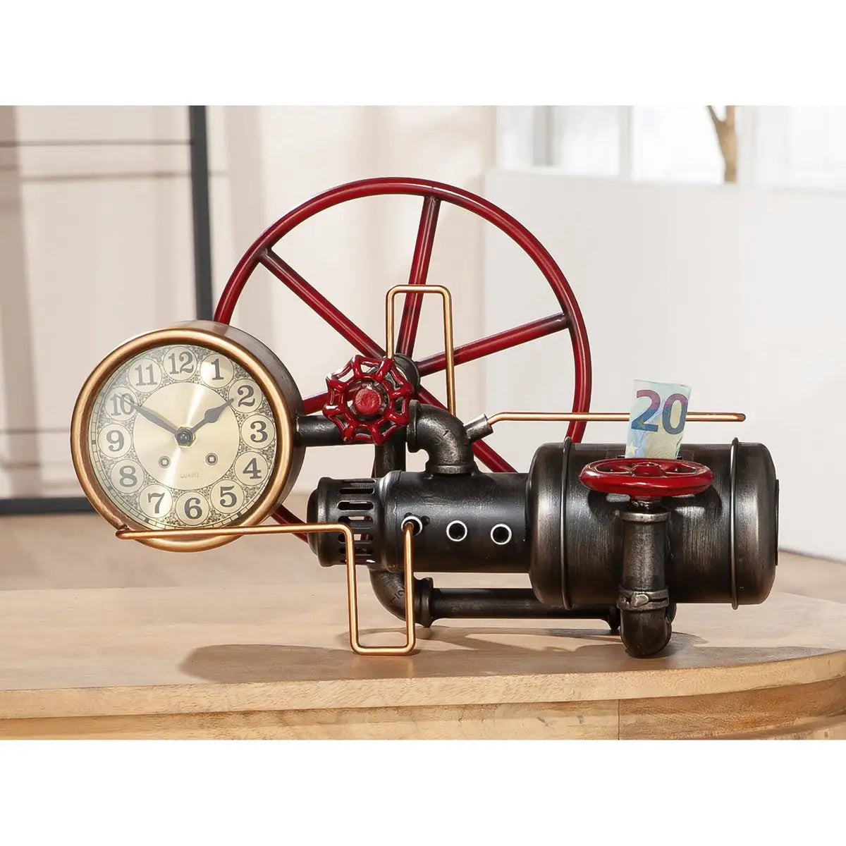 Spardose; Stand-/ Tischuhr Kofus H.26 cm
