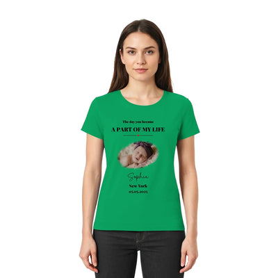 Grünes kurzarmshirt mit individuellem foto und wunschtext aus der splash mid statement-collection