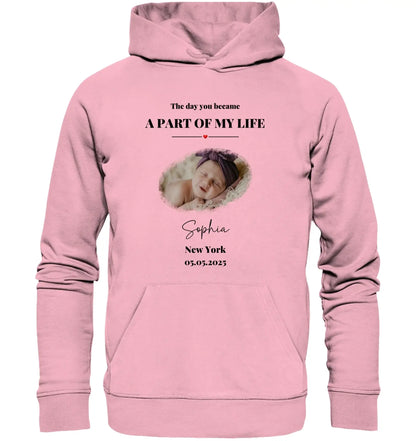 Splash Mid • mehrere Artikel • ’Statement-Collection’ • Wunschtext • Mein Fotomotiv - Unisex Hoodie • Bio Premium Plus