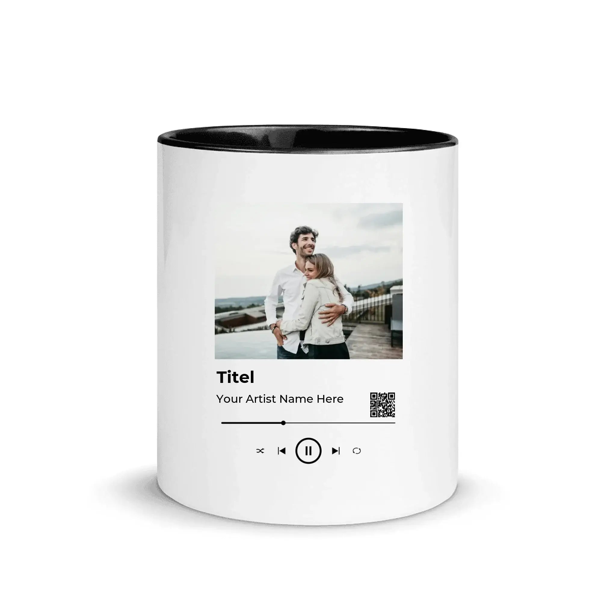 Spotify • Create Your Own Photo Design 6 – Personalized Color Accent Mug 11 oz - White Ceramic with Inside / Black