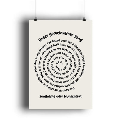 Cream farbiges spotify motiv poster mit spiraltext unser gemeinsamer song aus der statement collection
