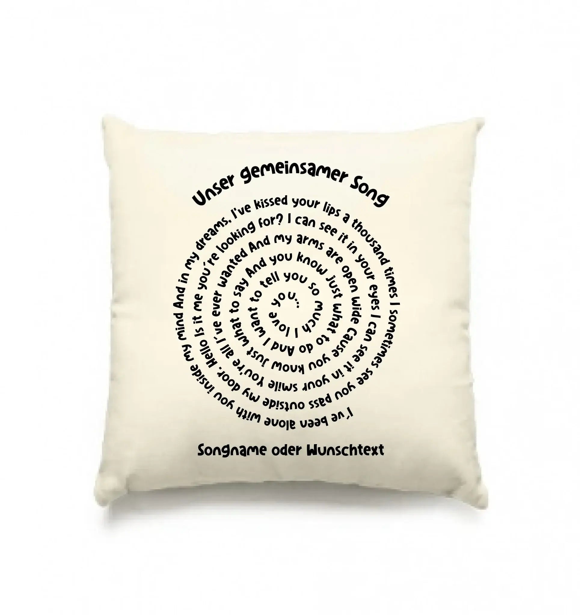 Spotify-Motiv 1 • mehrere Artikel • ’Statement-Collection’ • Wunschtext • Mein Motiv • Spiraltext - Kissen / Natur