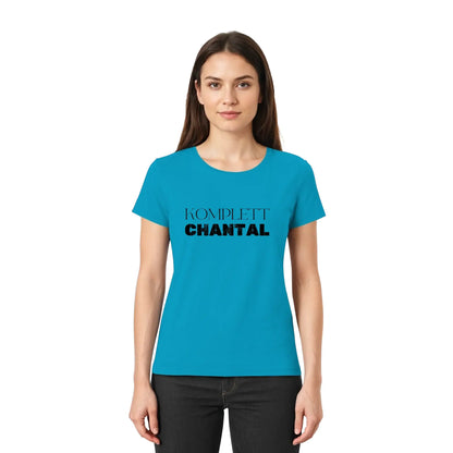 Tealfarbenes damen kurzarmshirt mit schwarzem textprint aus der sprüche mit namen statement collection