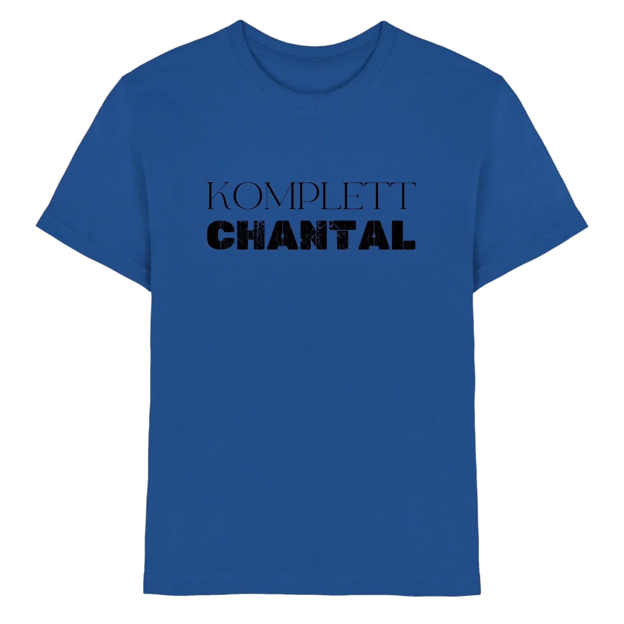 Leuchtendes blaues baumwoll t shirt mit komplett chantal text schwarz aus sprüche mit namen statement collection