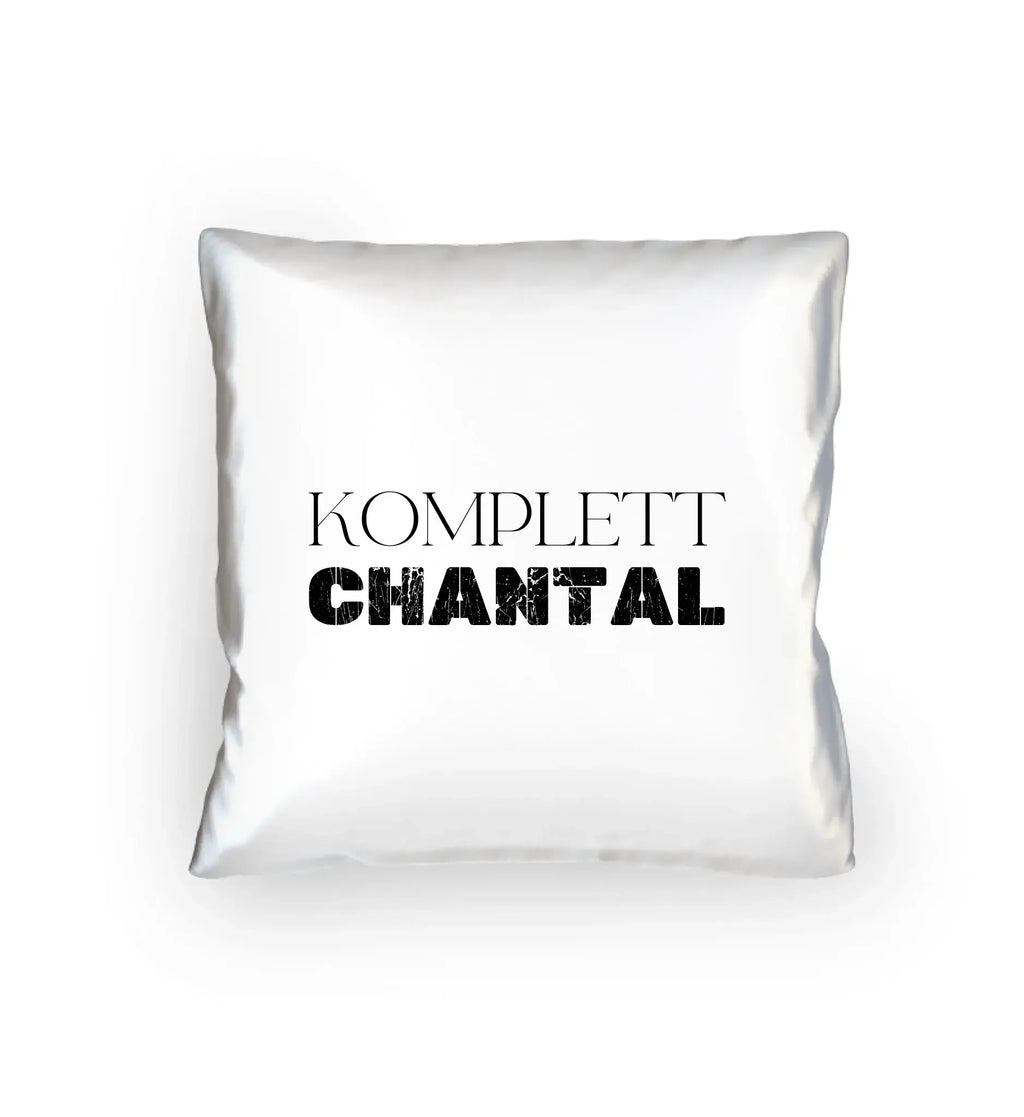 Weißes quadratisches kissen mit schwarzem text komplett chantal aus der statement collection personalisiert