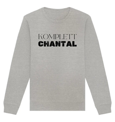 Heather graues langarmshirt sweatshirt mit komplett chantal in fetten schwarzen buchstaben aus der statement collection