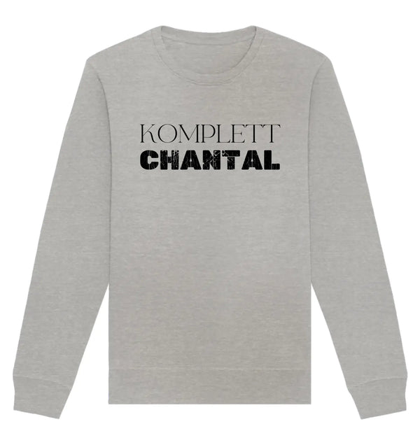 Leichter hellgrauer sweatshirt mit langarm und komplett chantal schriftzug aus statement-collection personalisiert