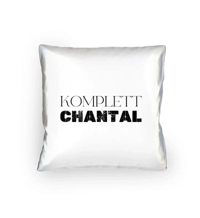 Weißer quadratischer kissenbezug mit schwarzem text komplett chantal in der statement-collection personalisiert
