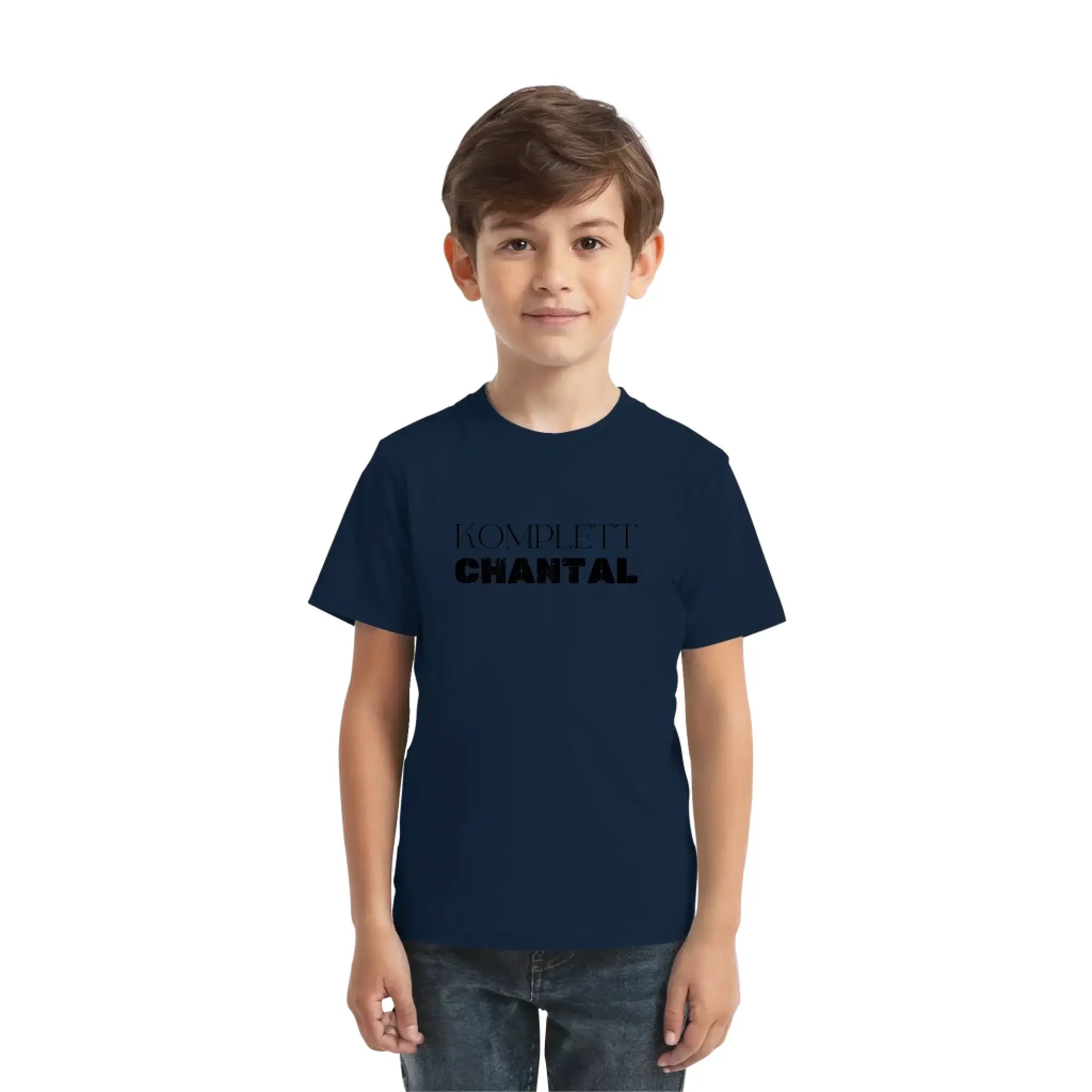 Navyblaues kurzarmshirt mit schwarzem nondefeat chantal text aus der sprüche mit namen 2 statement collection