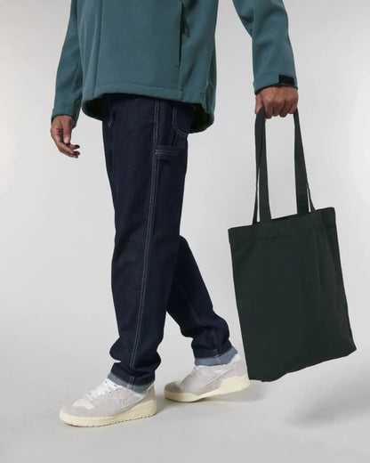 Schwarze canvas tote bag mit stabilen griffen aus sprüche mit namen 3 statement collection mit personalisiertem text