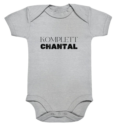 Hellgrauer babybody mit schwarzem komplett chantal schriftzug aus sprüche mit namen personalisierte kollektion