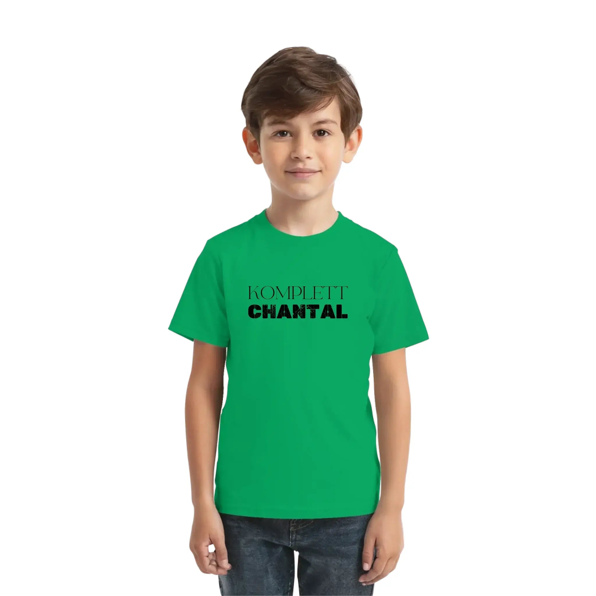Hellgrünes kurzarmshirt komplett chantal mit schwarzem schriftzug aus der sprüche mit namen statement collection