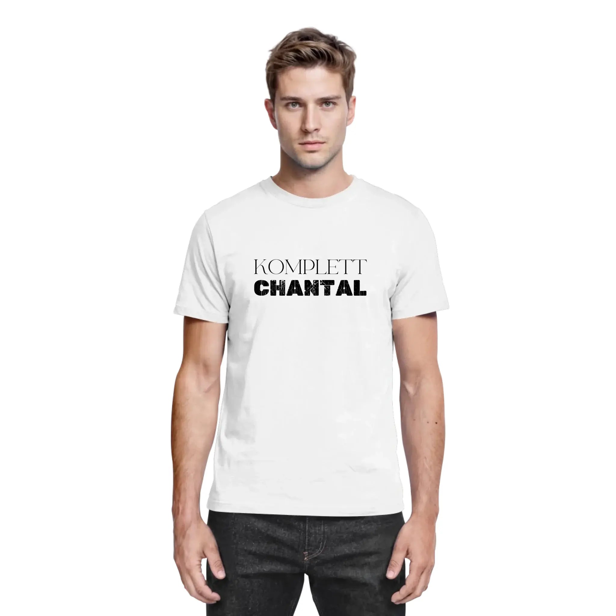 Weißer baumwoll t shirt mit schwarzem text komplett chantal aus der sprüche mit namen 3 statement collection