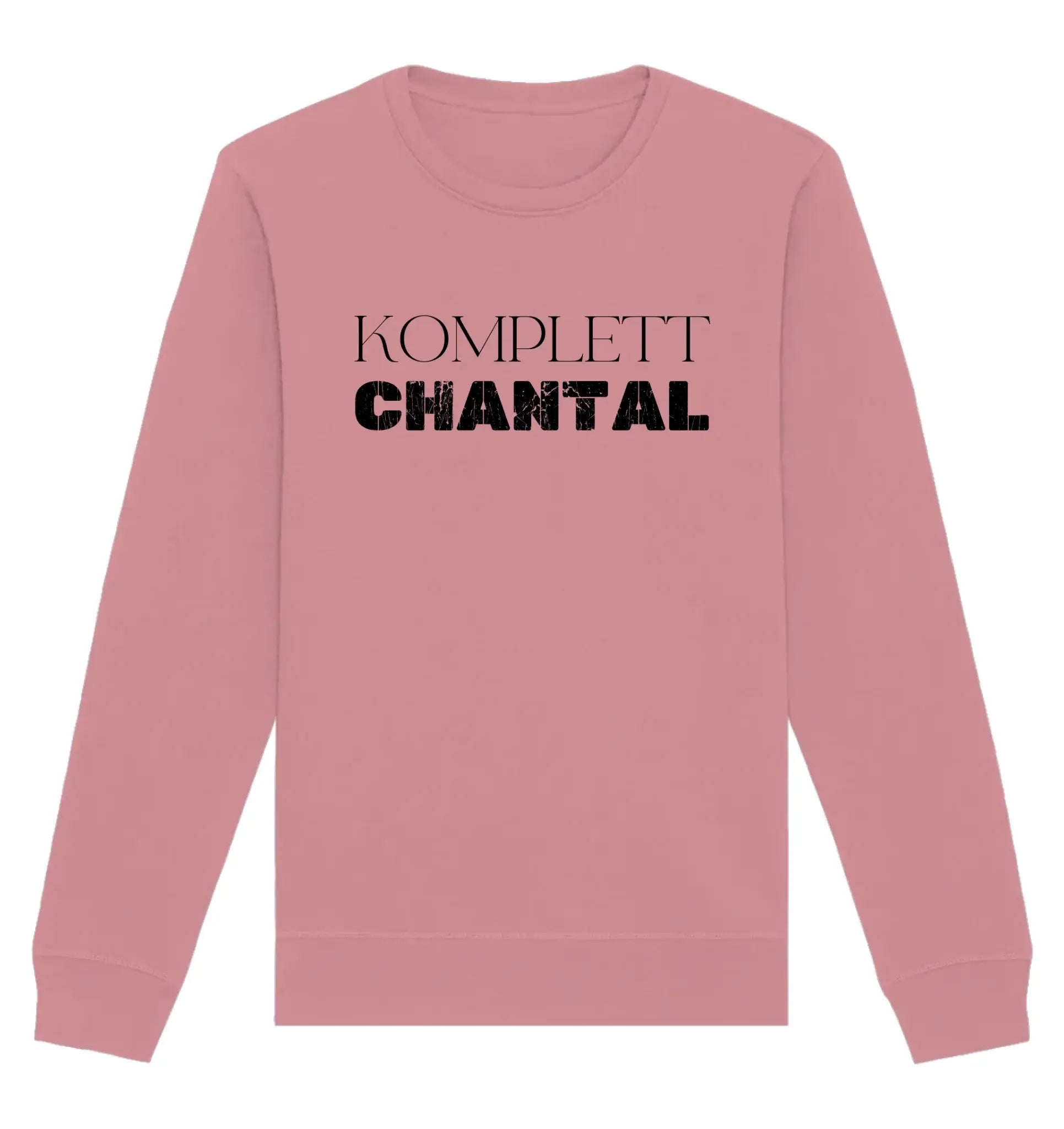 Ein softes rosa sweatshirt mit langarm und komplett chantal in fetten schwarzen buchstaben aus der statement collection