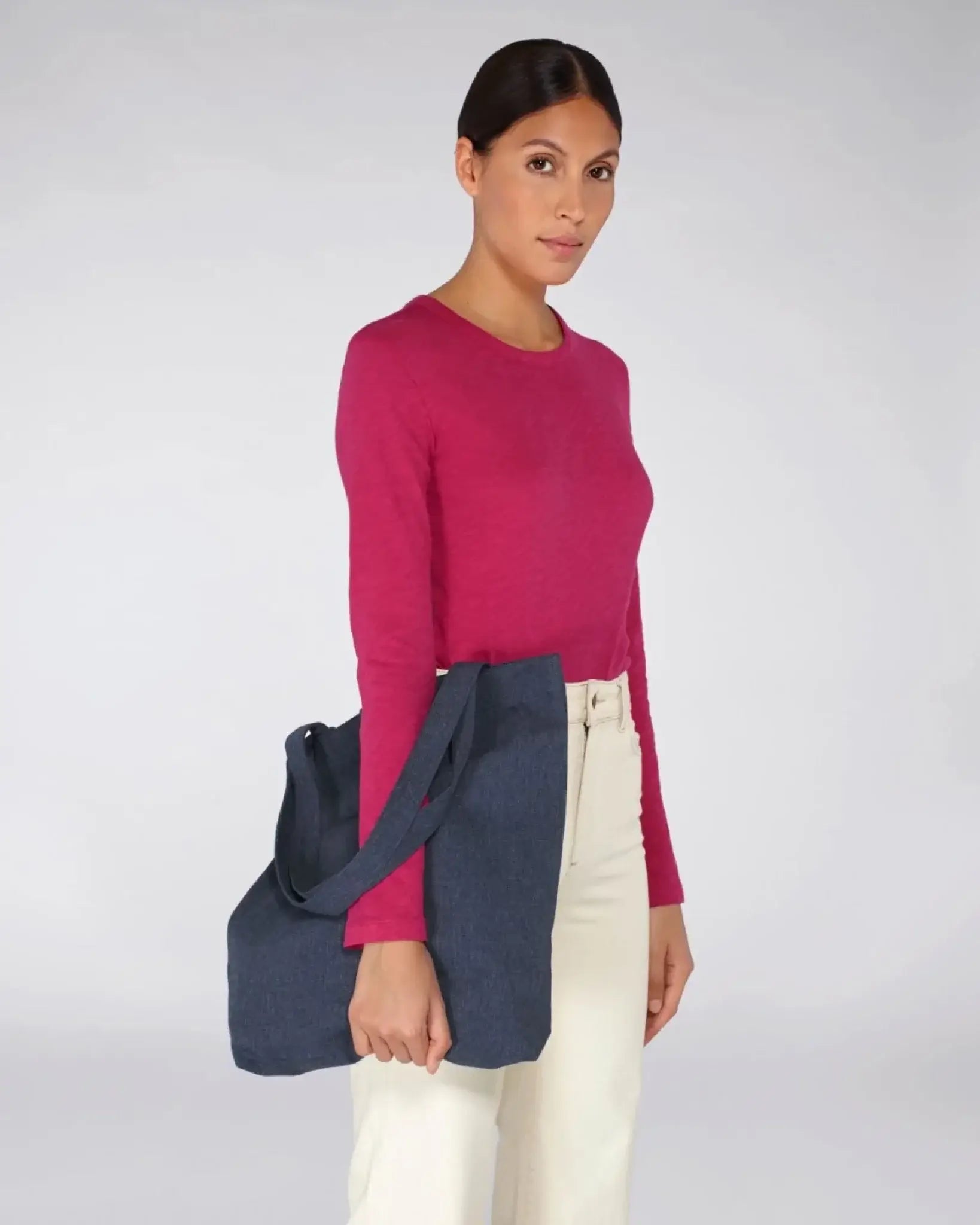 Navyblauer canvas tote bag mit einem schulterriemen aus der sprüche mit namen 3 statement-collection mit wunschtext