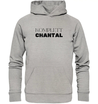 Heathergraues kapuzensweatshirt mit schwarzem komplett chantal print aus der sprüche mit namen statement collection